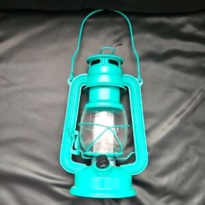 Storm Camping  LED Vintage-Style Teal Lantern Battery Operated Secured Plug